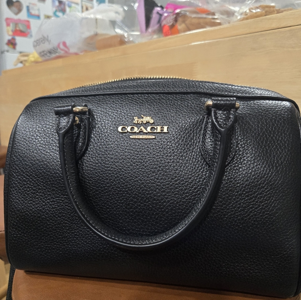 Coach Black Pebbled Leather Satchel Medium Size